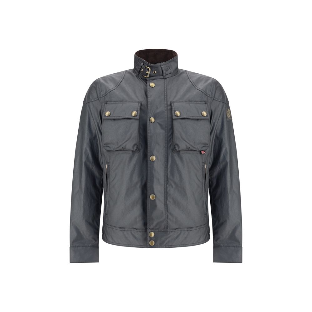 Schwarze Baumwolljacke in voller Länge Belstaff
