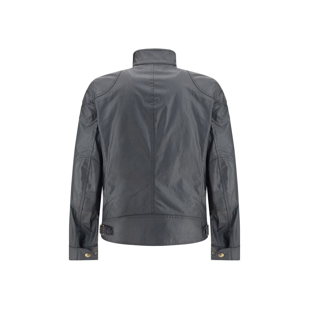 Schwarze Baumwolljacke in voller Länge Belstaff
