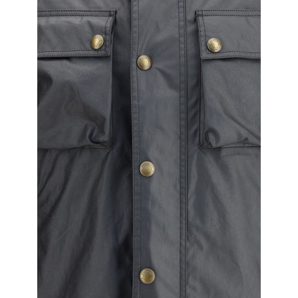 Schwarze Baumwolljacke in voller Länge Belstaff