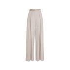 Beige Elastane Casual Pants