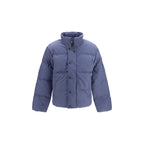Blaue Jacke aus recyceltem Polyester in voller Länge