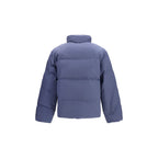 Blaue Jacke aus recyceltem Polyester in voller Länge