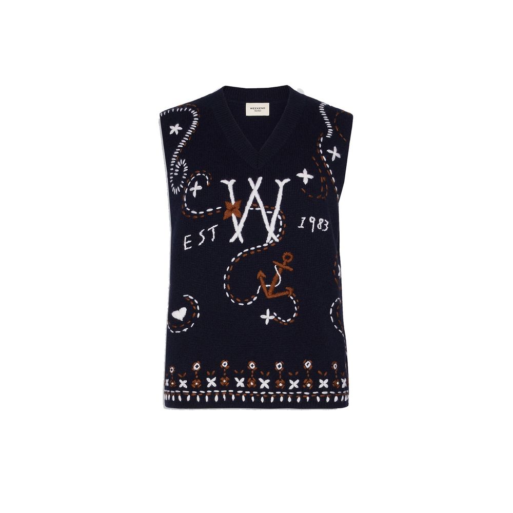 Weste aus blauer Schurwolle