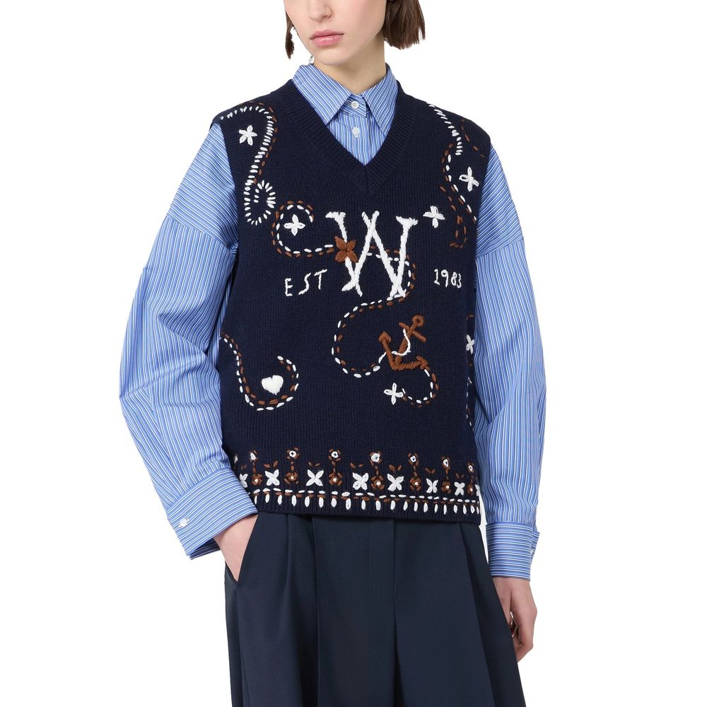 Weste aus blauer Schurwolle