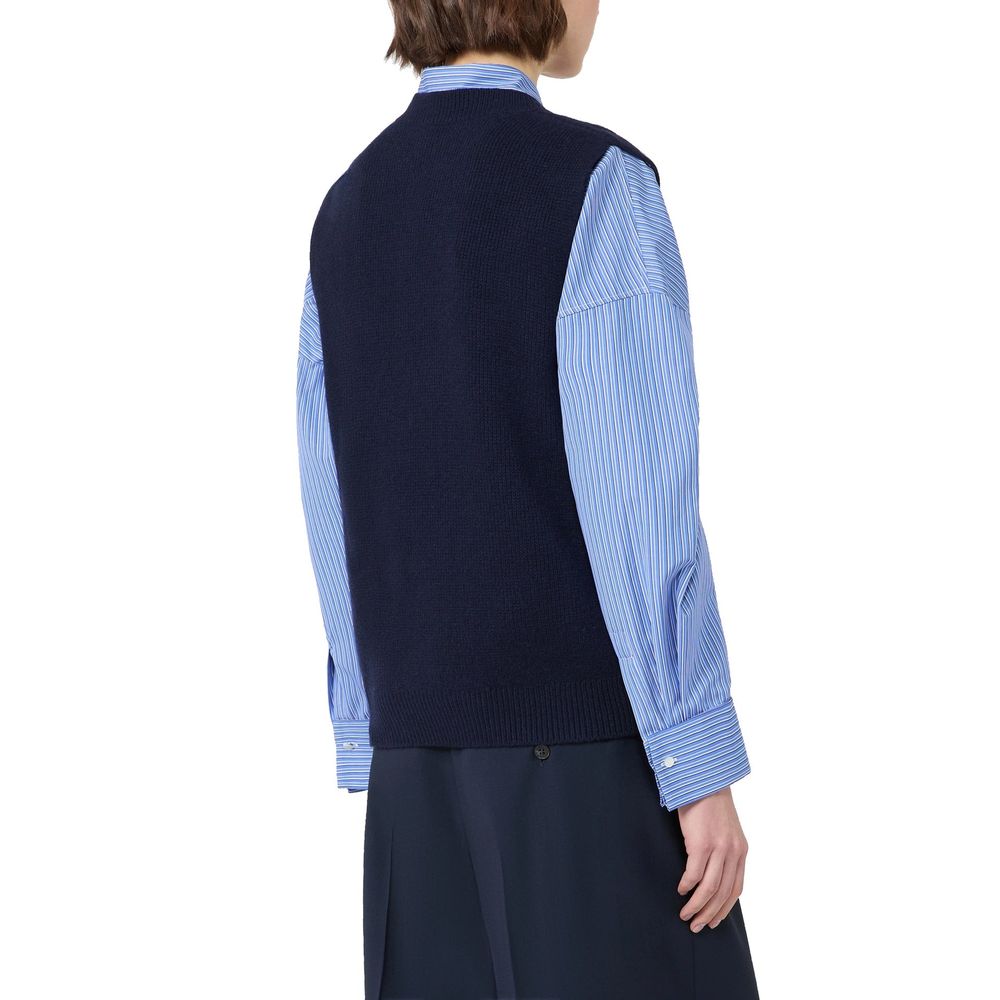 Weste aus blauer Schurwolle