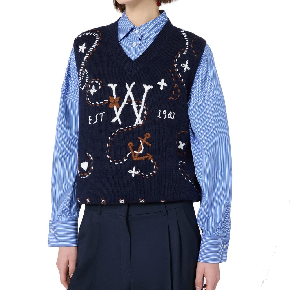 Weste aus blauer Schurwolle