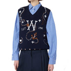 Weste aus blauer Schurwolle