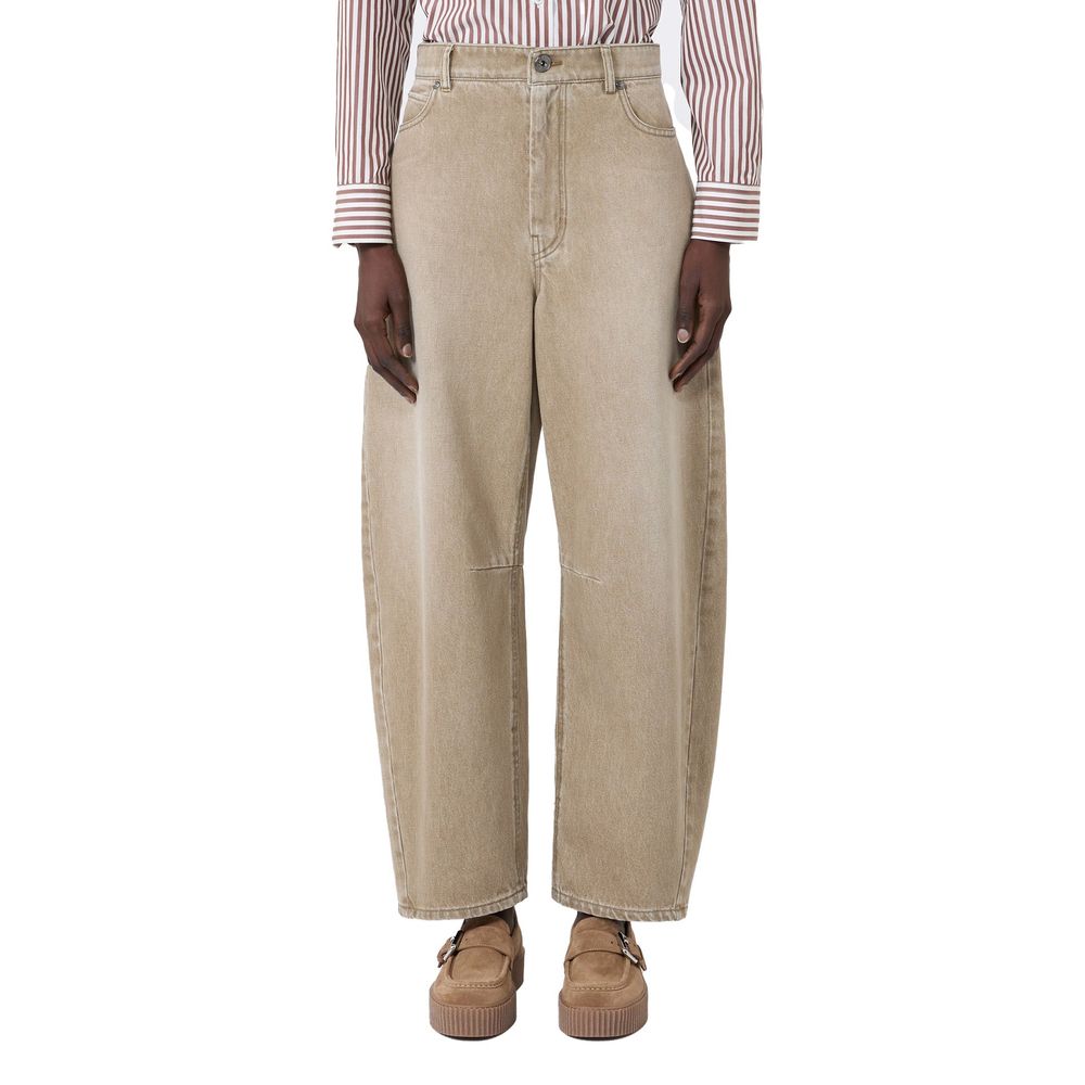 Beige Baumwoll Jeans im Relaxed Fit