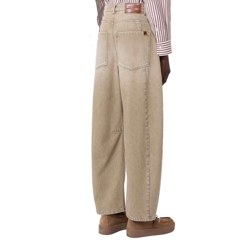 Beige Baumwoll Jeans im Relaxed Fit