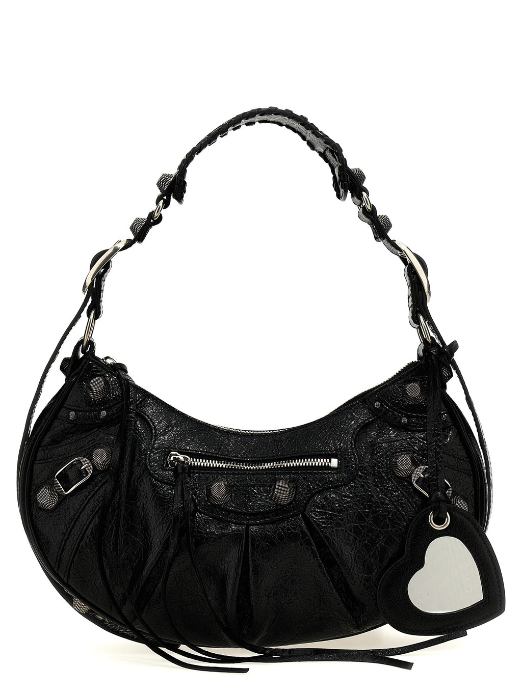 Schwarze Lammleder-Schultertasche