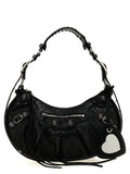Schwarze Lammleder-Schultertasche