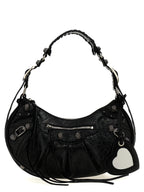 Schwarze Lammleder-Schultertasche
