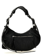 Schwarze Lammleder-Schultertasche