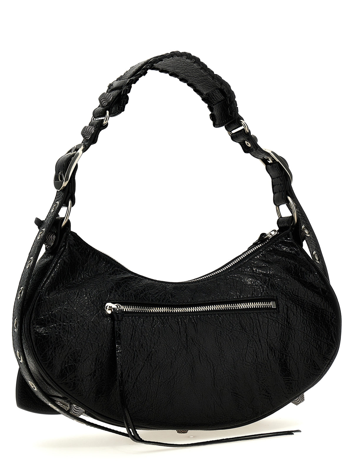 Schwarze Lammleder-Schultertasche