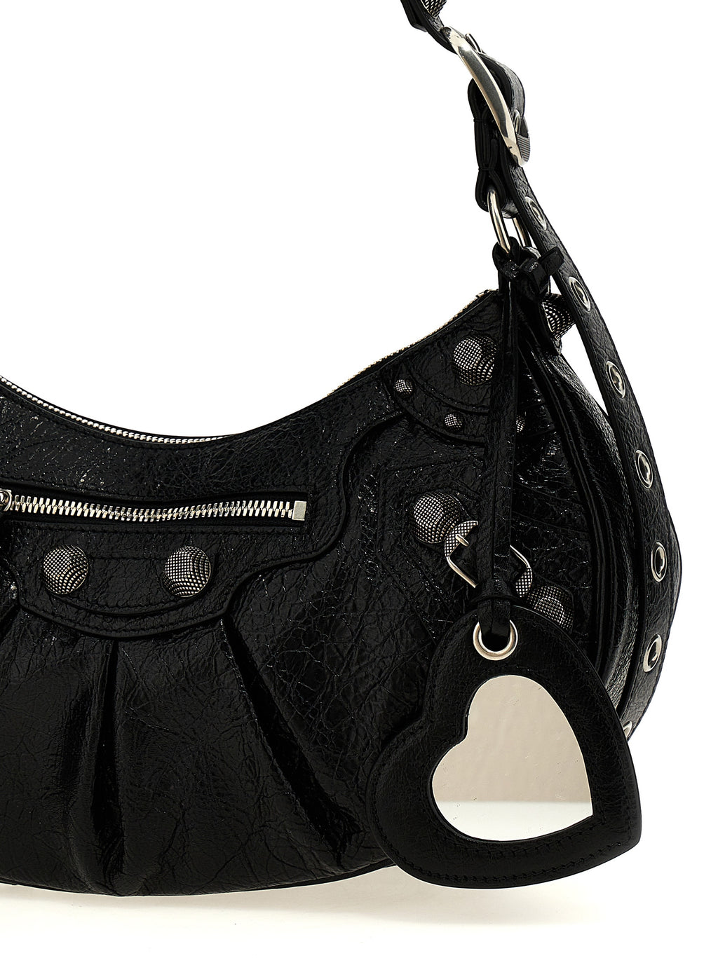 Schwarze Lammleder-Schultertasche