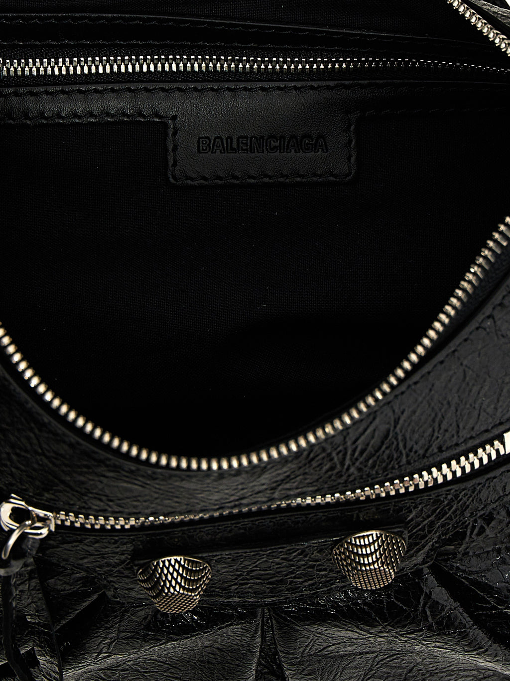 Schwarze Lammleder-Schultertasche
