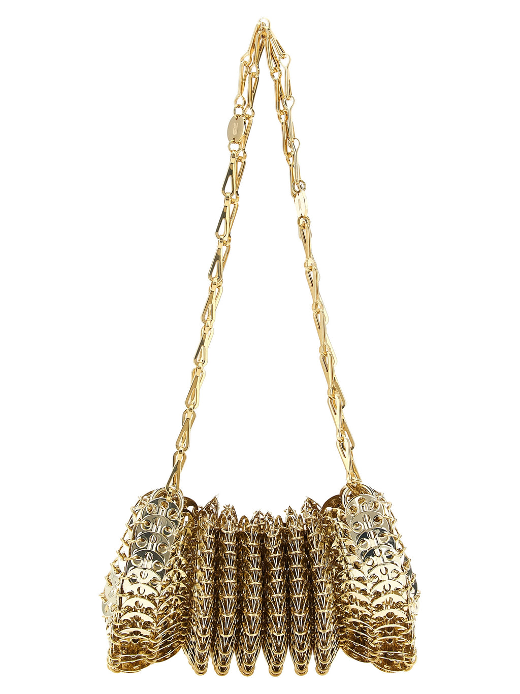 Schultertasche aus goldfarbenem Edelstahl