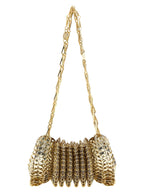 Schultertasche aus goldfarbenem Edelstahl