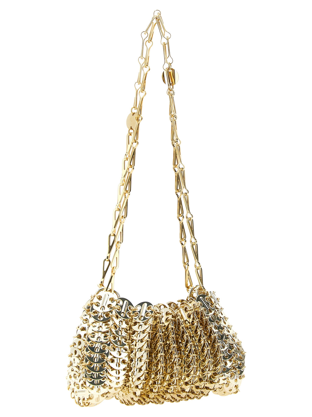 Schultertasche aus goldfarbenem Edelstahl