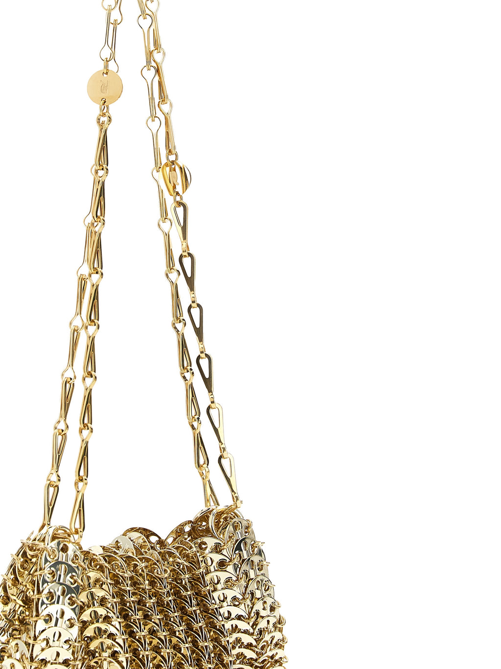 Schultertasche aus goldfarbenem Edelstahl