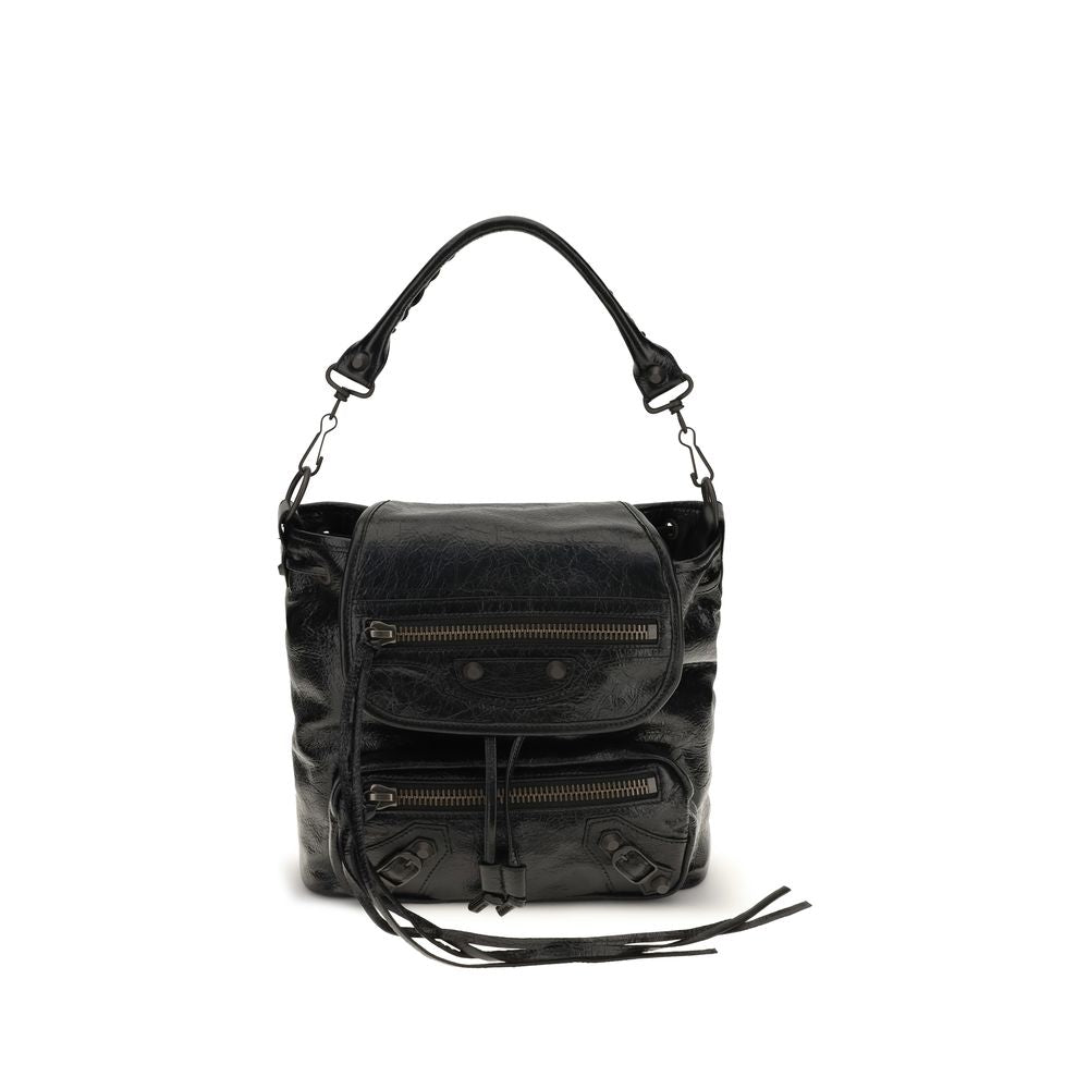 Rucksack aus Lammleder Ovis Aries in Schwarz
