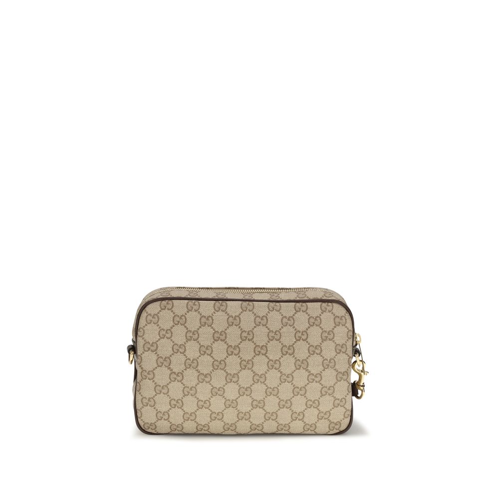 Beige Stoff-Schultertasche