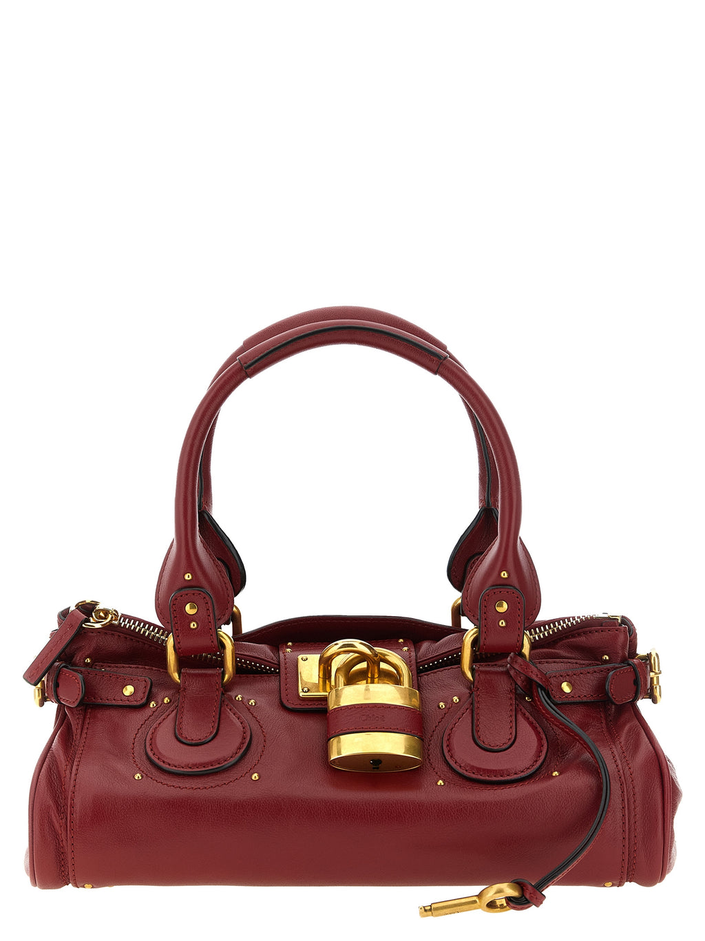 Schultertasche aus bordeauxrotem Büffelleder