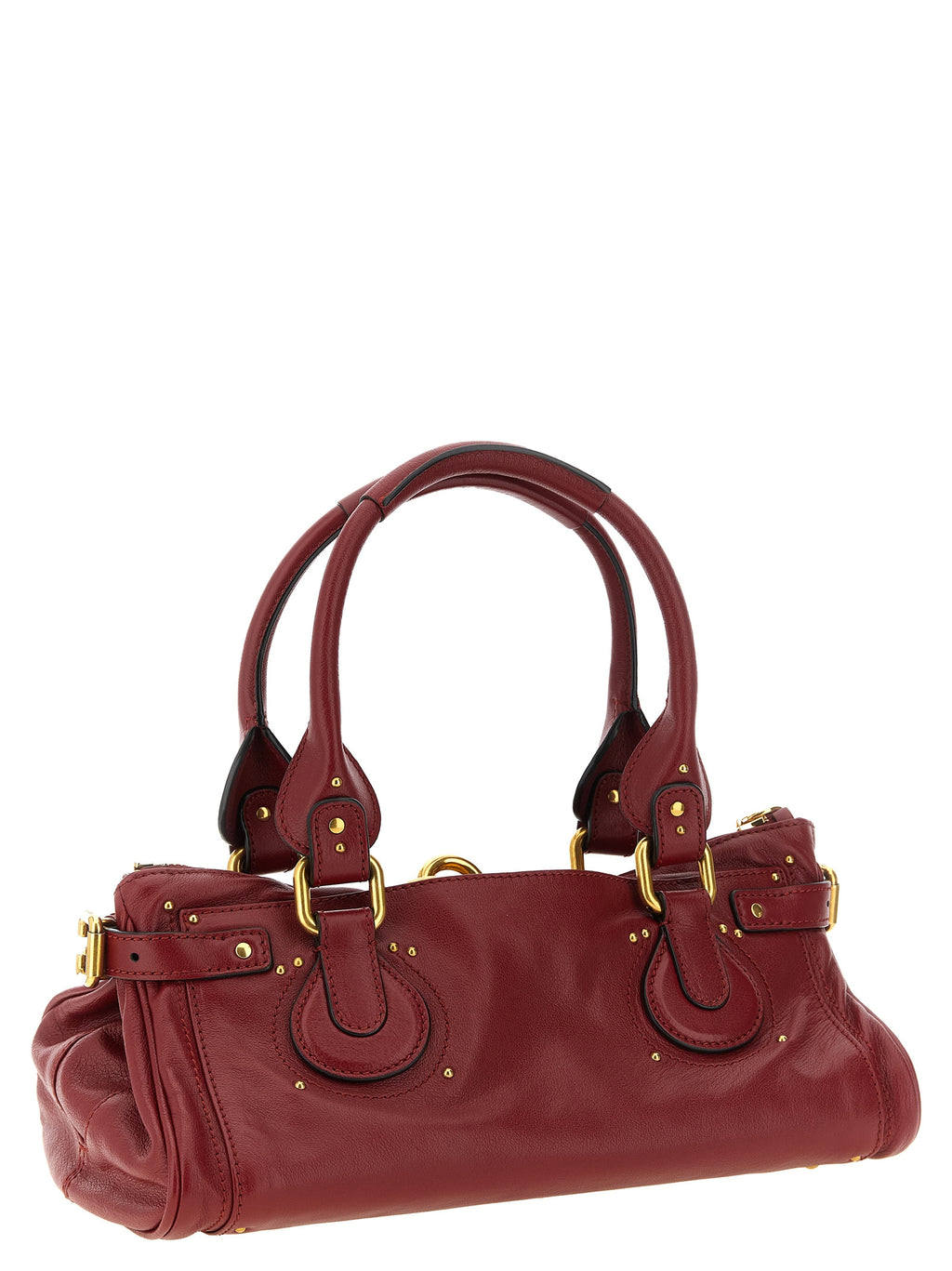 Schultertasche aus bordeauxrotem Büffelleder
