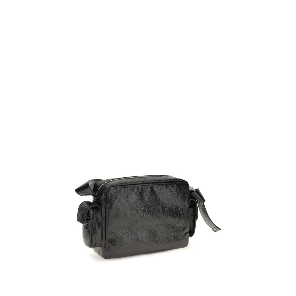 Schwarze Lammleder Schultertasche Ovis Aries
