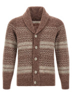 Strickjacke aus brauner Alpaka-Wolle