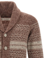 Strickjacke aus brauner Alpaka-Wolle