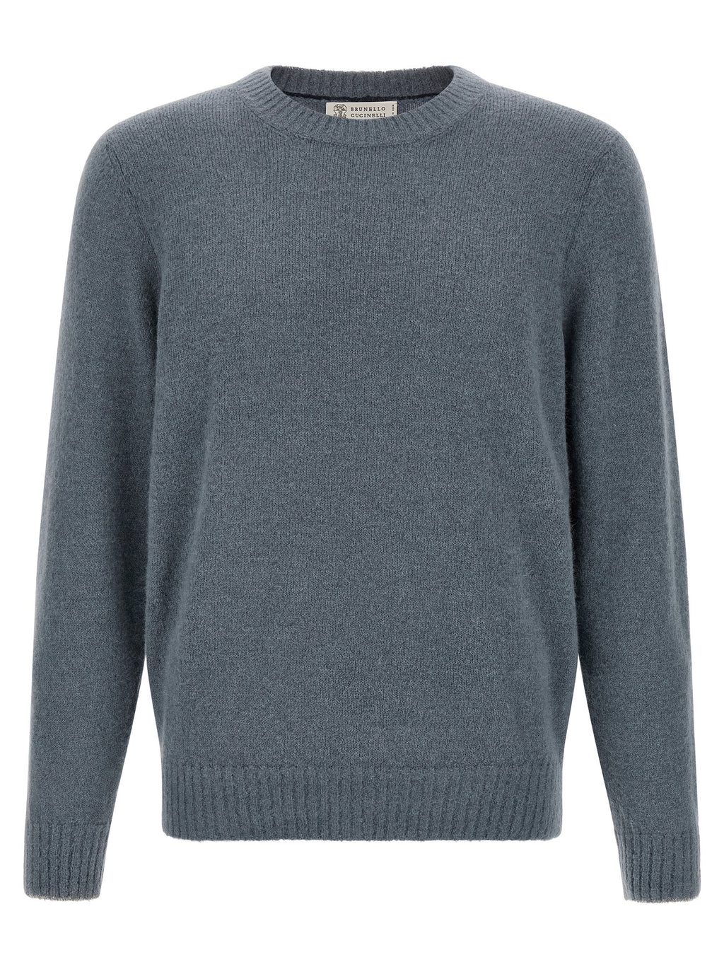 Strickjacke aus Alpakawolle und Leder in Blau