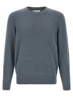 Strickjacke aus Alpakawolle und Leder in Blau