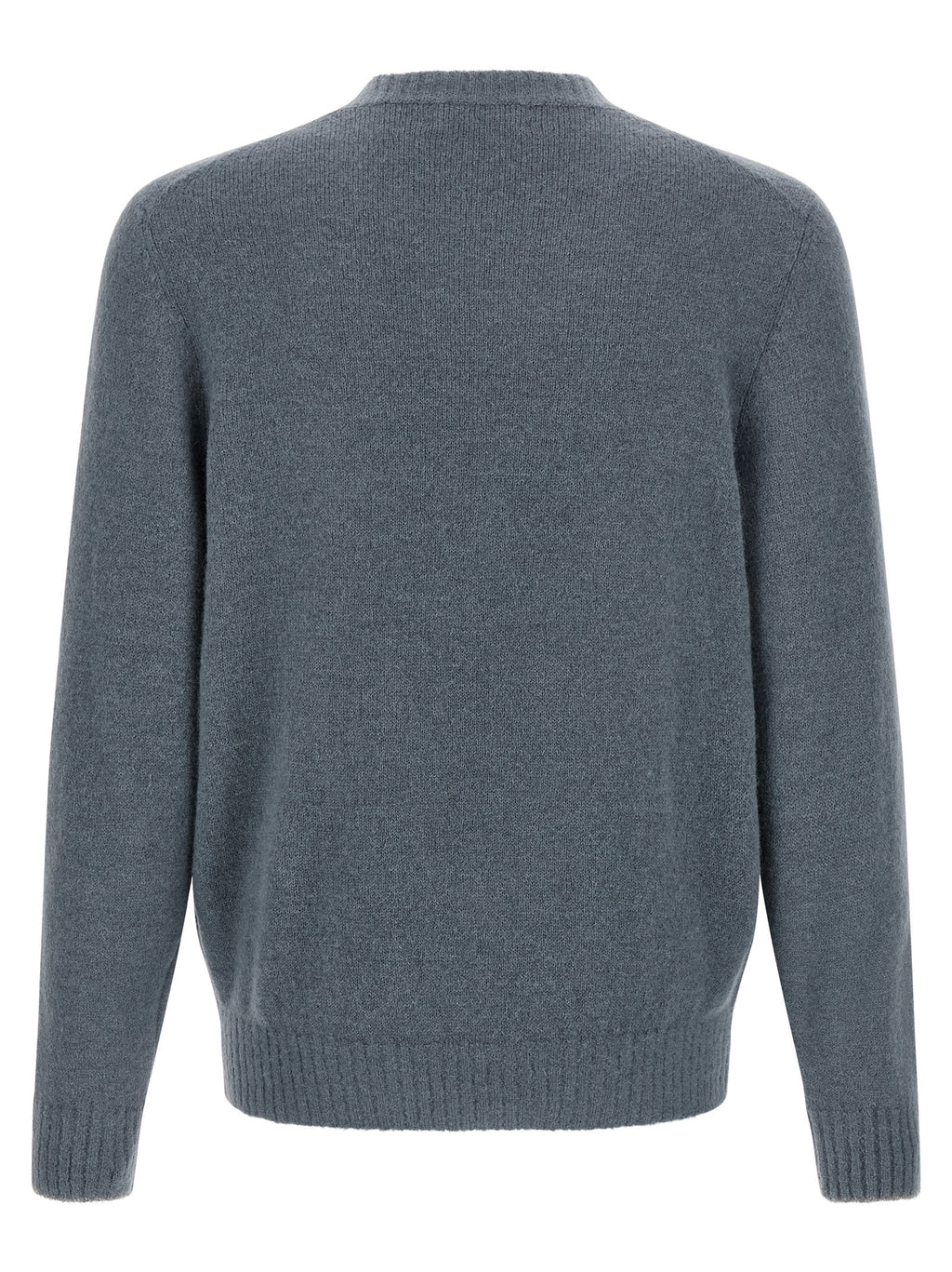 Strickjacke aus Alpakawolle und Leder in Blau