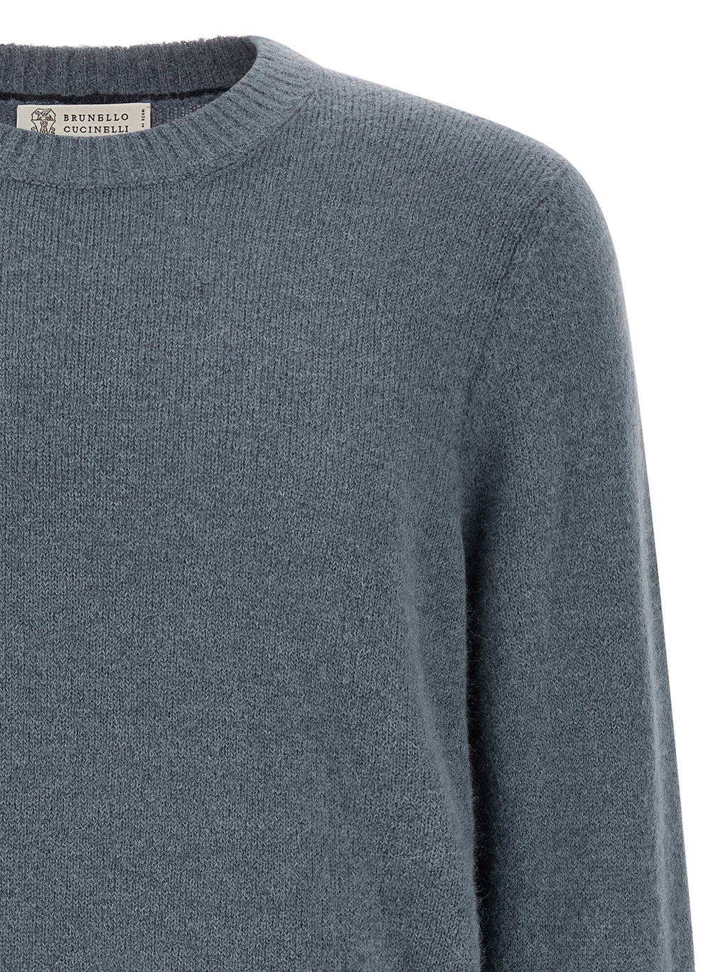 Strickjacke aus Alpakawolle und Leder in Blau