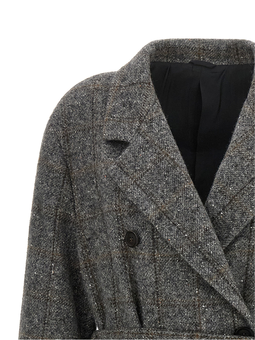 Grauer Mantel aus Alpaka und Leder
