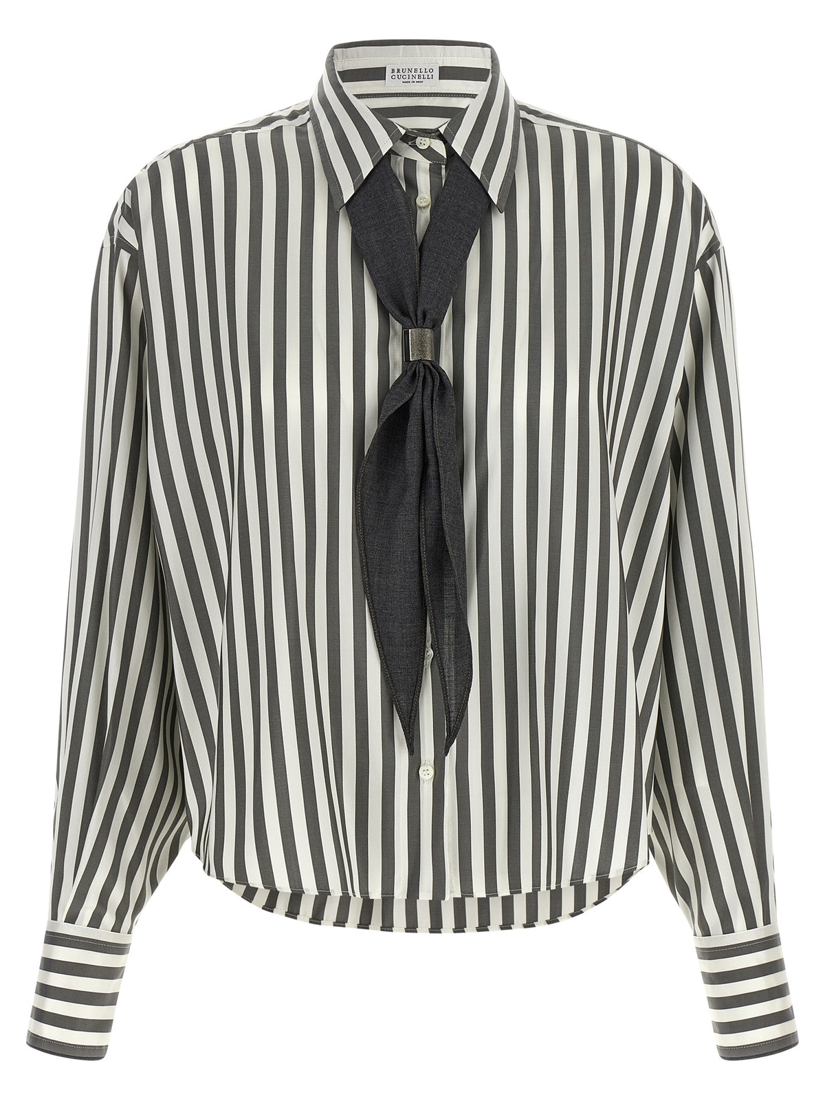 Zweifarbige Seidenbluse