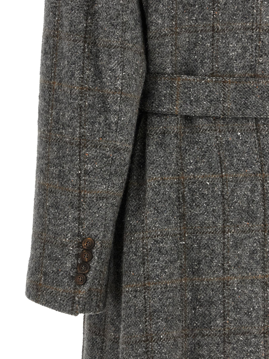 Grauer Mantel aus Alpaka und Leder