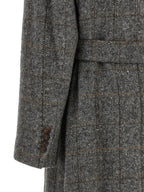 Grauer Mantel aus Alpaka und Leder