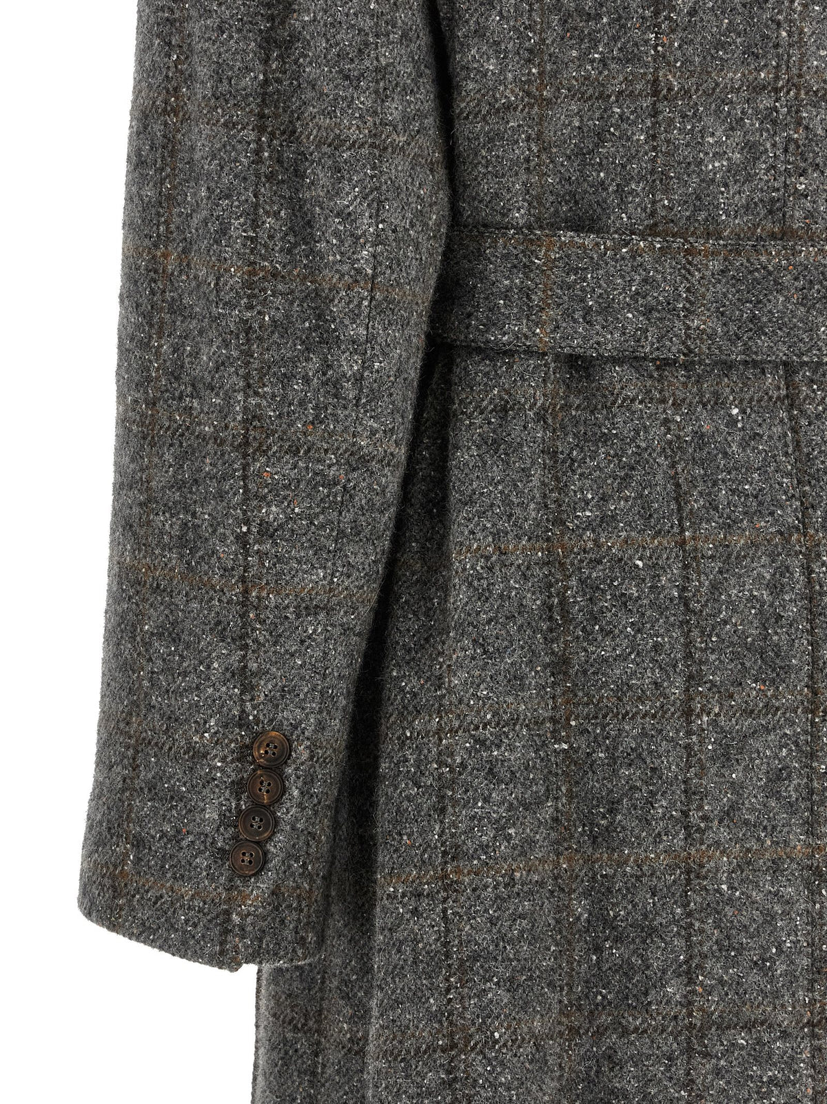 Grauer Mantel aus Alpaka und Leder