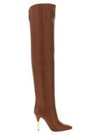 Braun Kalbsleder Overknee-Stiefel