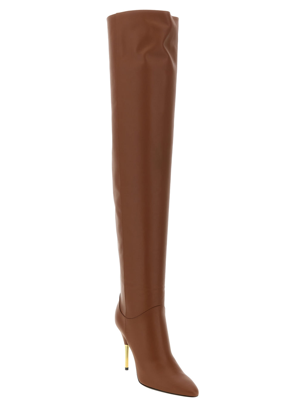 Braun Kalbsleder Overknee-Stiefel