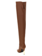 Braun Kalbsleder Overknee-Stiefel