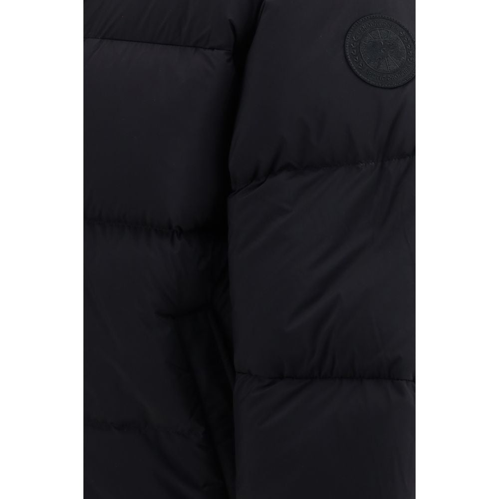 Schwarze Polyester-Jacke in voller Länge