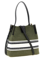 Schultertasche aus zweifarbigem Stoff
