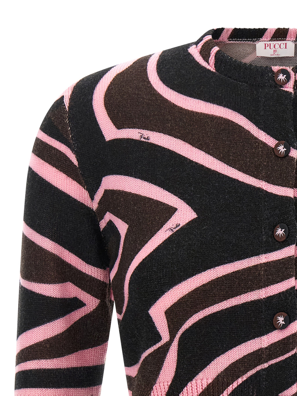 Mehrfarbige Wollstrickjacke