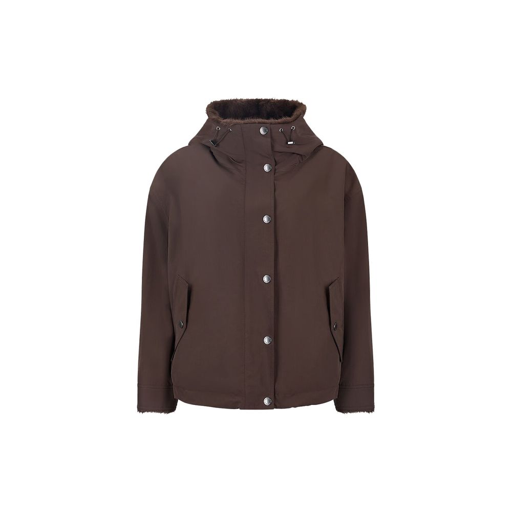 Braune Baumwolljacke in voller Länge