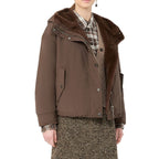Braune Baumwolljacke in voller Länge