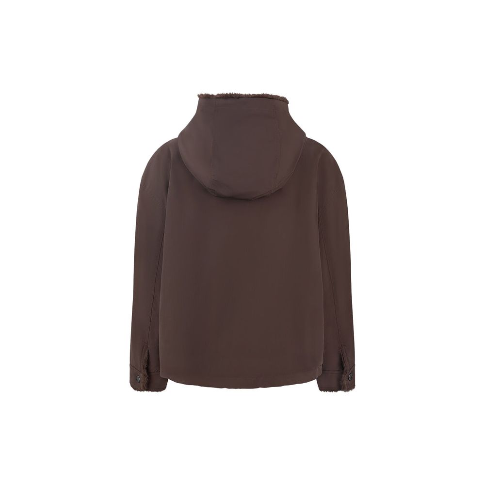 Braune Baumwolljacke in voller Länge