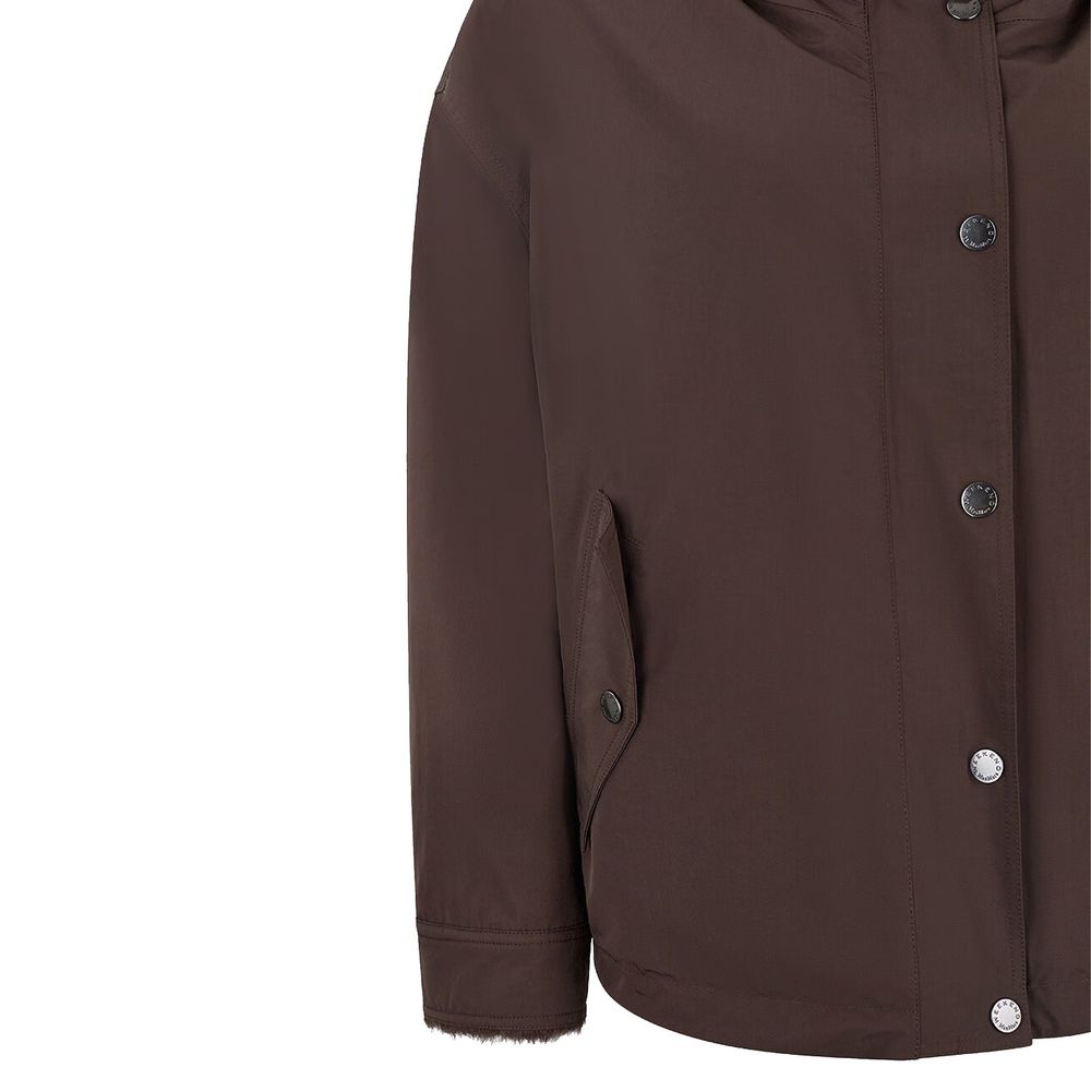 Braune Baumwolljacke in voller Länge